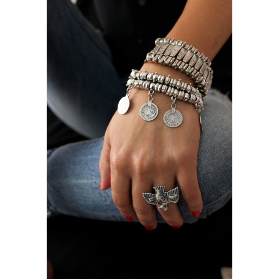 vintage silver coin bracelet