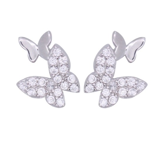 sterling silver double butterfly earrings