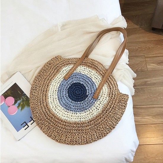 ocean eyes woven straw bag