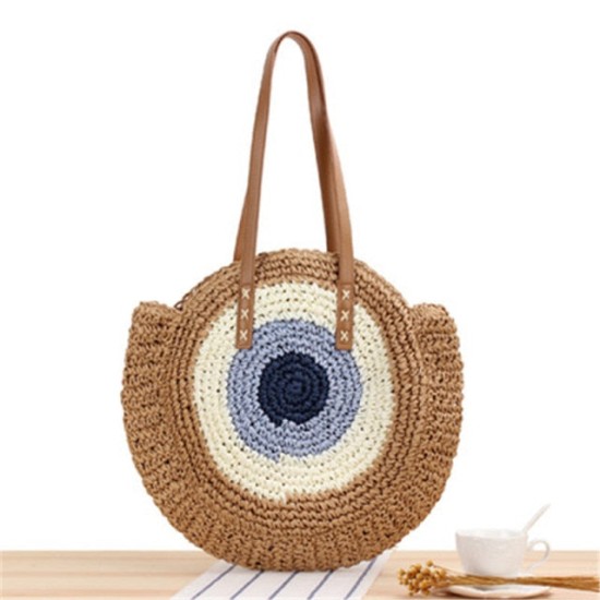 ocean eyes woven straw bag