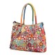 spring flower patchwork genuine leather handbag